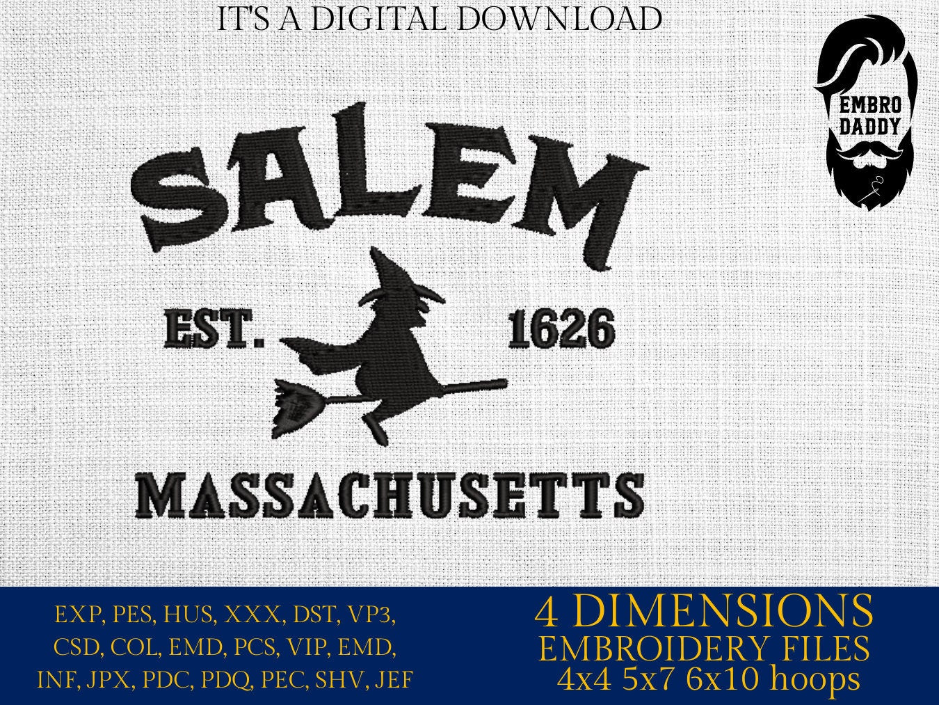 Machine Embroidery, Salem, Halloween, PES, DST, xxx, hus and more,