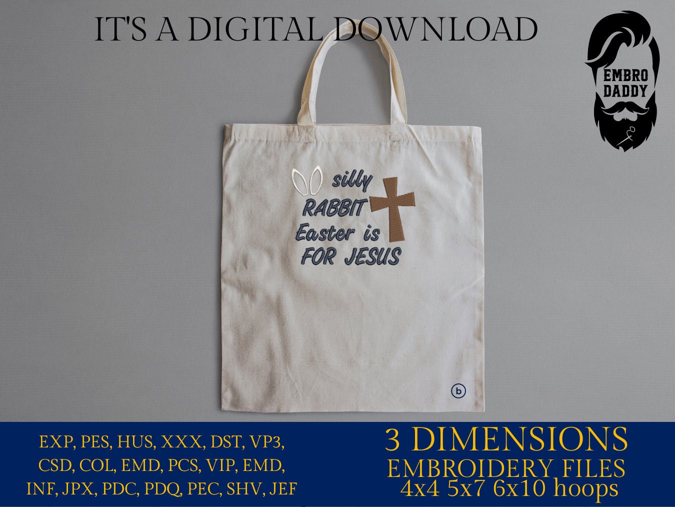 Machine Embroidery, silly rabbit Easter is for Jesus, christian, gift idea PES, xxx, hus & more, embroidery files, easter