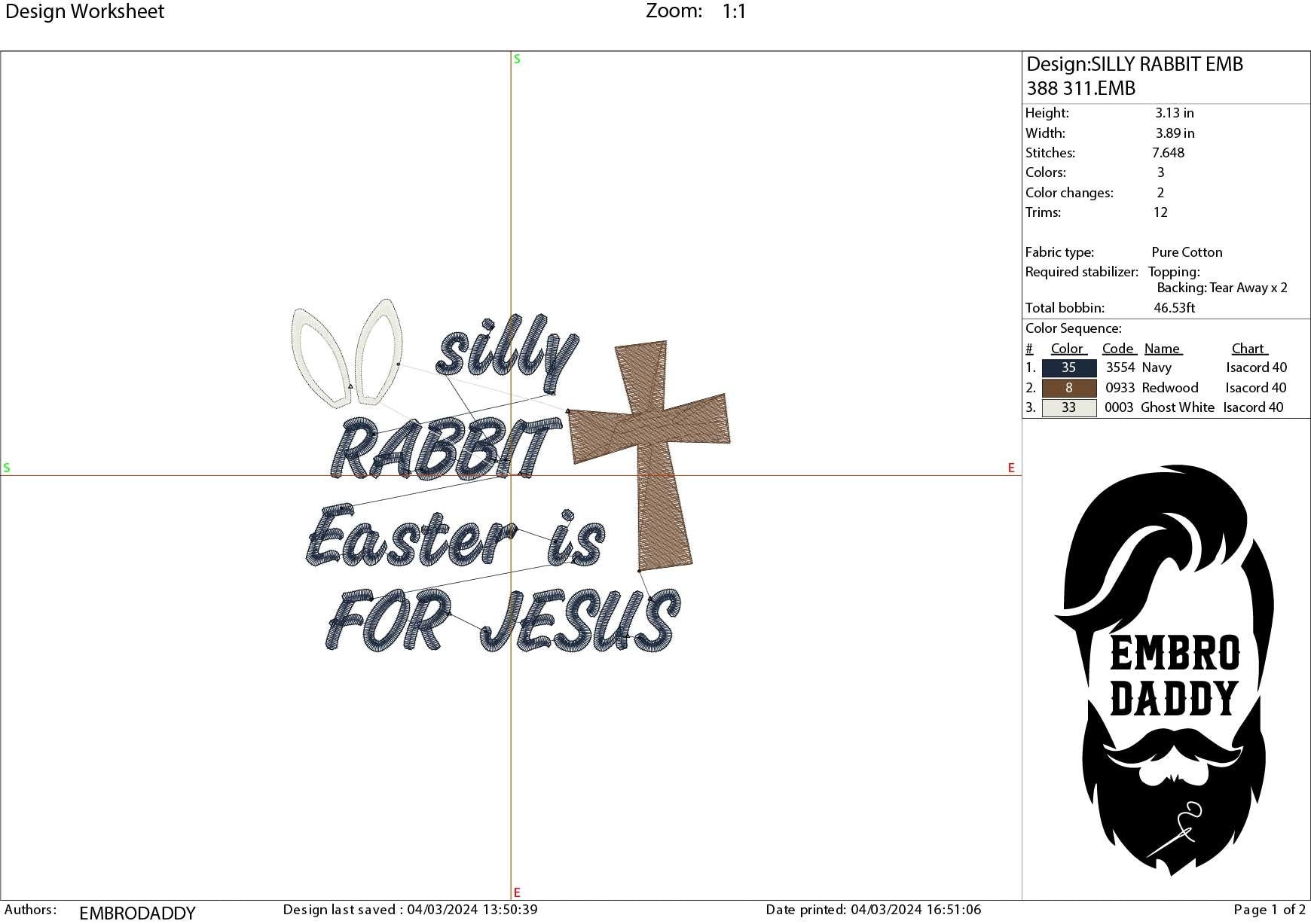 Machine Embroidery, silly rabbit Easter is for Jesus, christian, gift idea PES, xxx, hus & more, embroidery files, easter