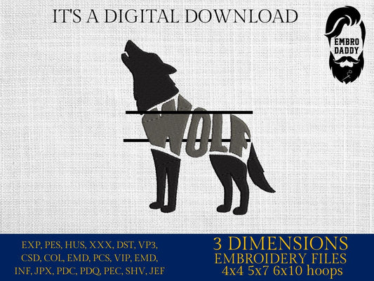 Machine Embroidery, Wolf, embroidery design, PES, xxx, hus & more