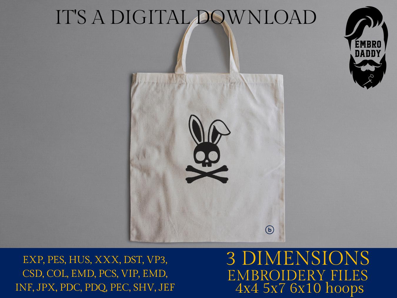 Machine Embroidery, Skeleton Bunny, Funny Easter, Adult Easter, Bunny Skull, Sarcastic PES, xxx, hus & more