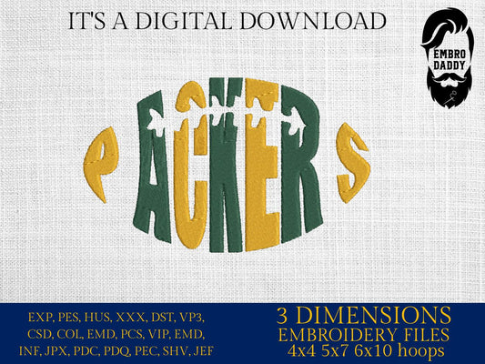 Machine Embroidery, packers embroidery design, football gift idea PES, xxx, hus & more