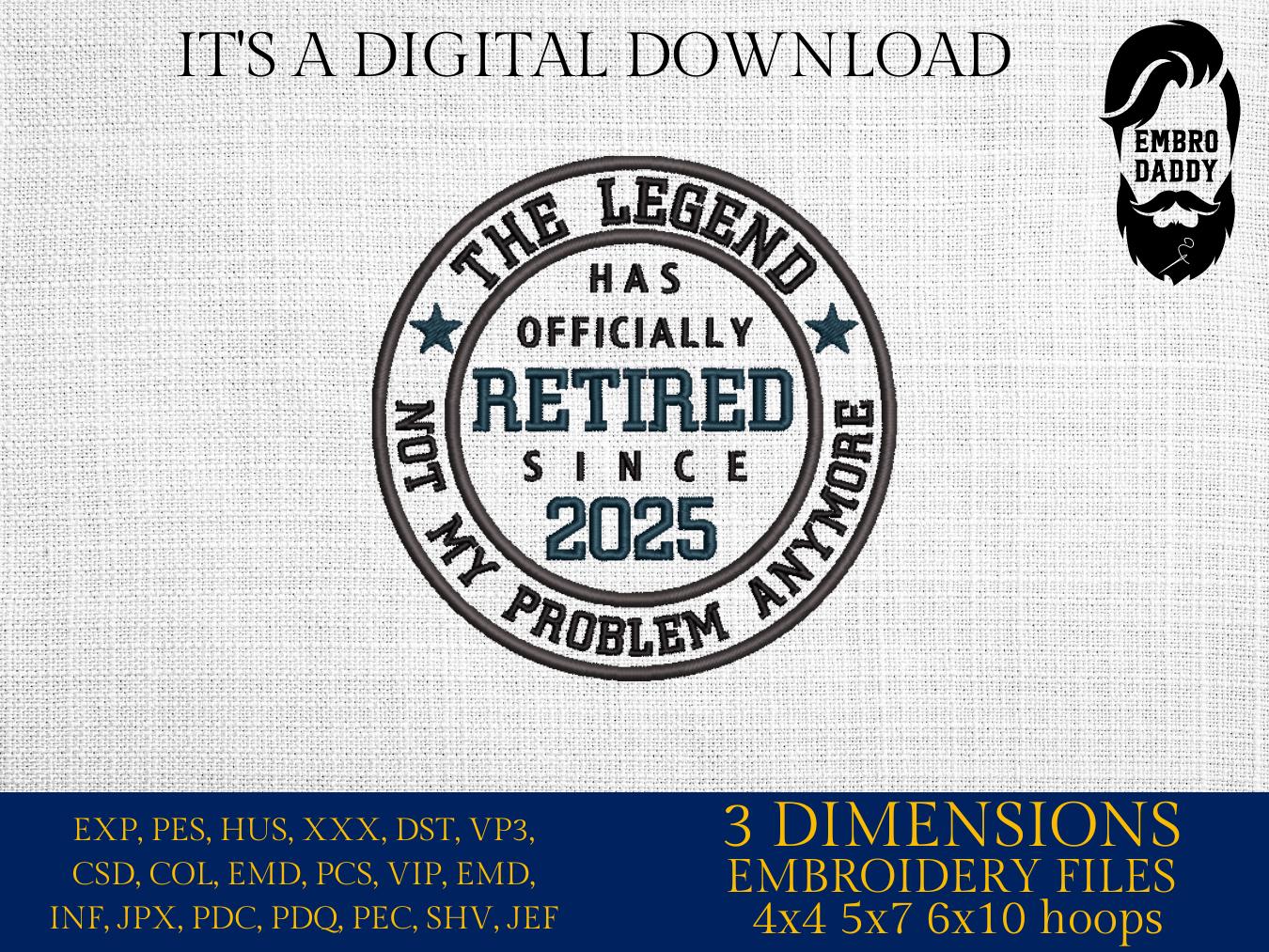 Retired 2025 Embroidery Pattern File in PES, DST, hus & more