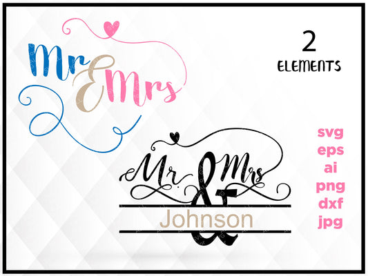 Wedding Svg, Marriage Svg, Love Svg, Mr and Mrs Svg, Custom Svg, Dxf, Jpg, Svg files for Cricut, Svg files for Silhouette, Vector Clip Art