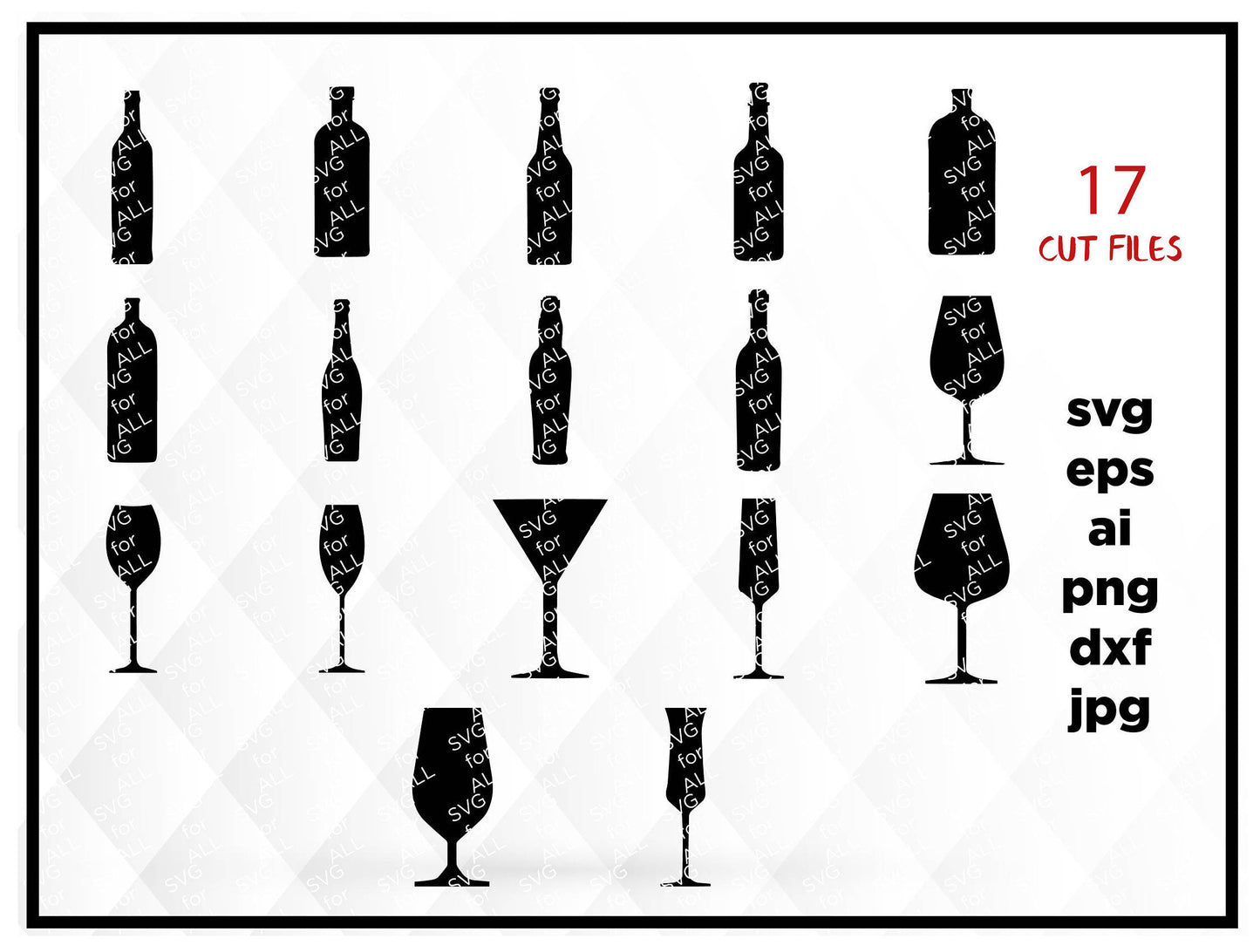 Wine glass svg - wine glasses clipart vector - wine bottle - wine glass silhouette svg, eps, dxf, png, wine svg, glass svg, Bottle svg