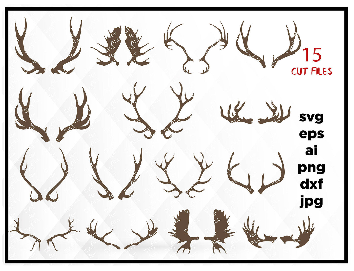 Deer Antlers SVG, Deer Antler SVG, Antlers SVG, Antler Svg, Deer Antlers, Antlers Cutting, Design for Cricut or Silhouette, Instant Download