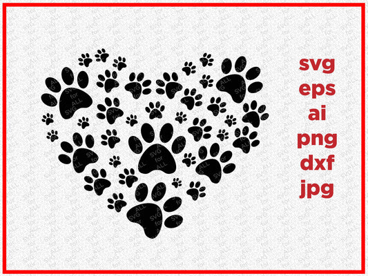 Paw Svg, Pet Love Svg, Cutting File, Pet DXF, Animal Love SVG, Dog Svg, Cricut Digital File, Cuttable Design, Silhouette DXF, Cricut files