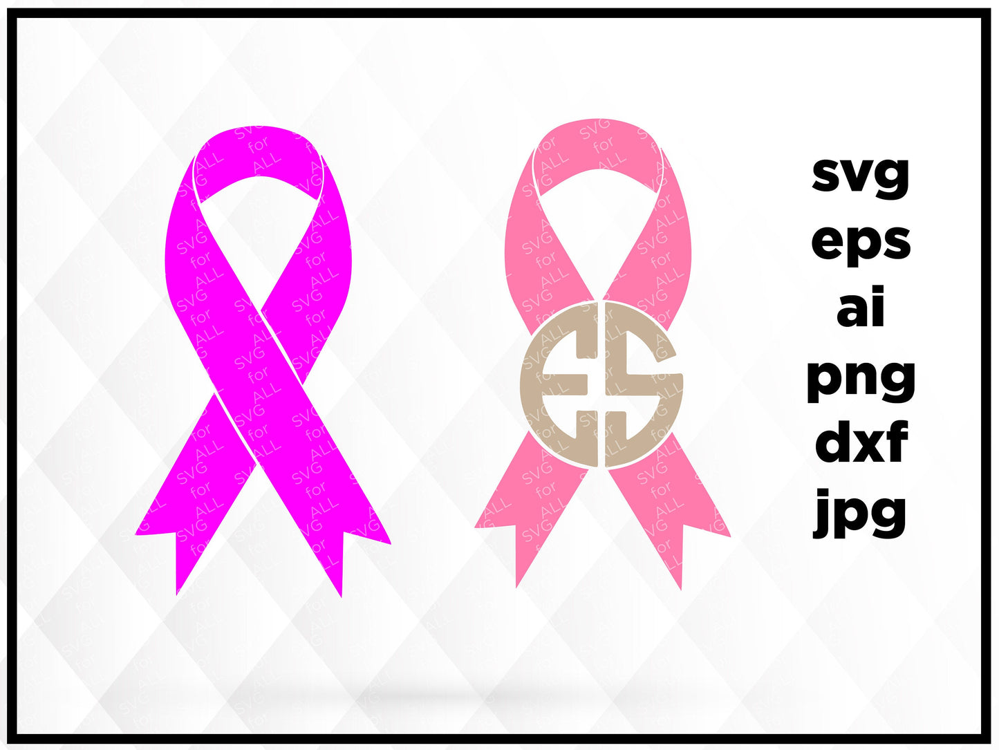 Cancer Ribbon Monogram SVG,Cancer Survivor,Awareness Ribbon SVG, breast cancer ribbon svg,Files for Cricut cameo Silhouette svg jpg png dxf