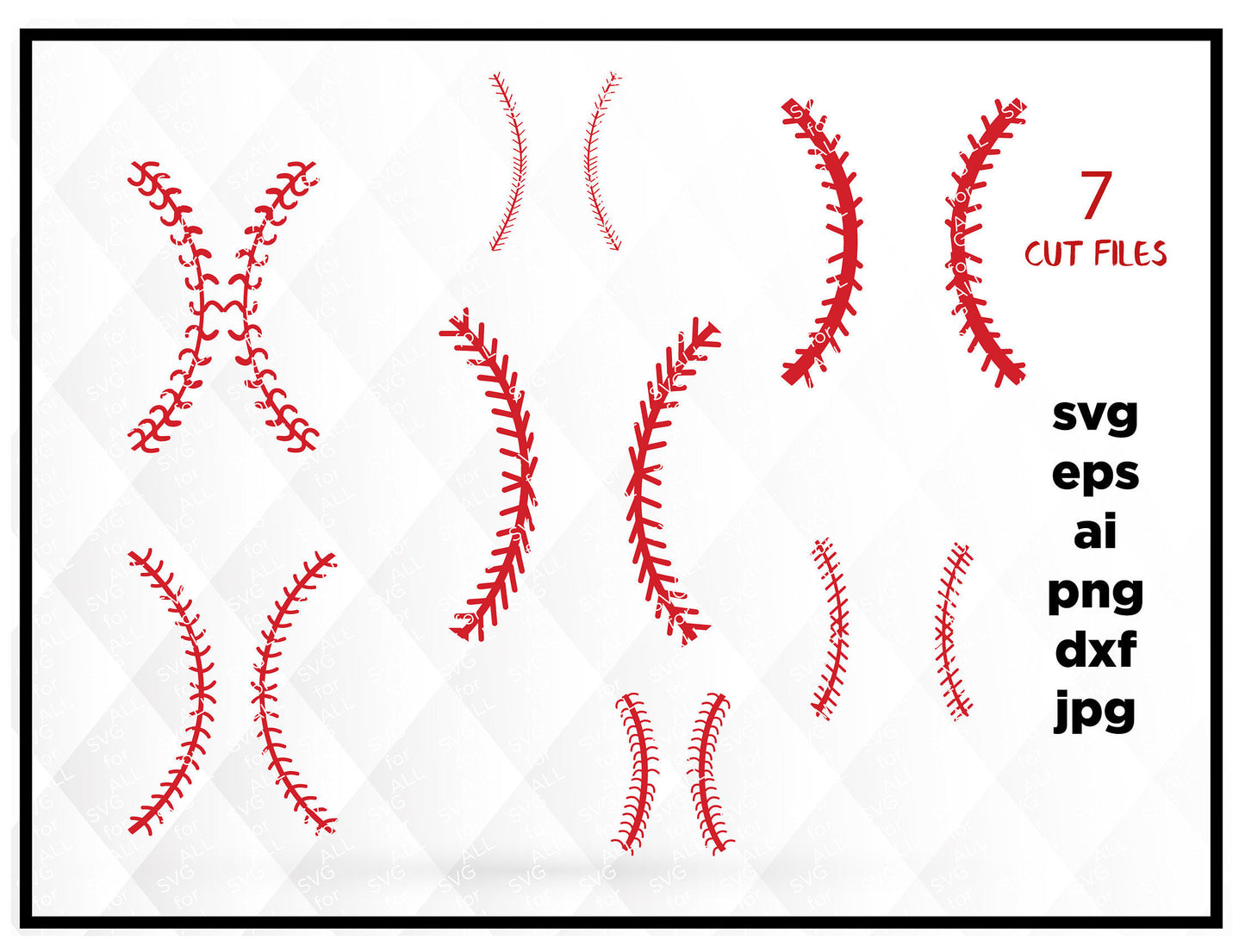 Baseball Stitches SVG Files for Cutting Softball Laces - SVG Files for Silhouette - SVG files for cricut - Instant Download