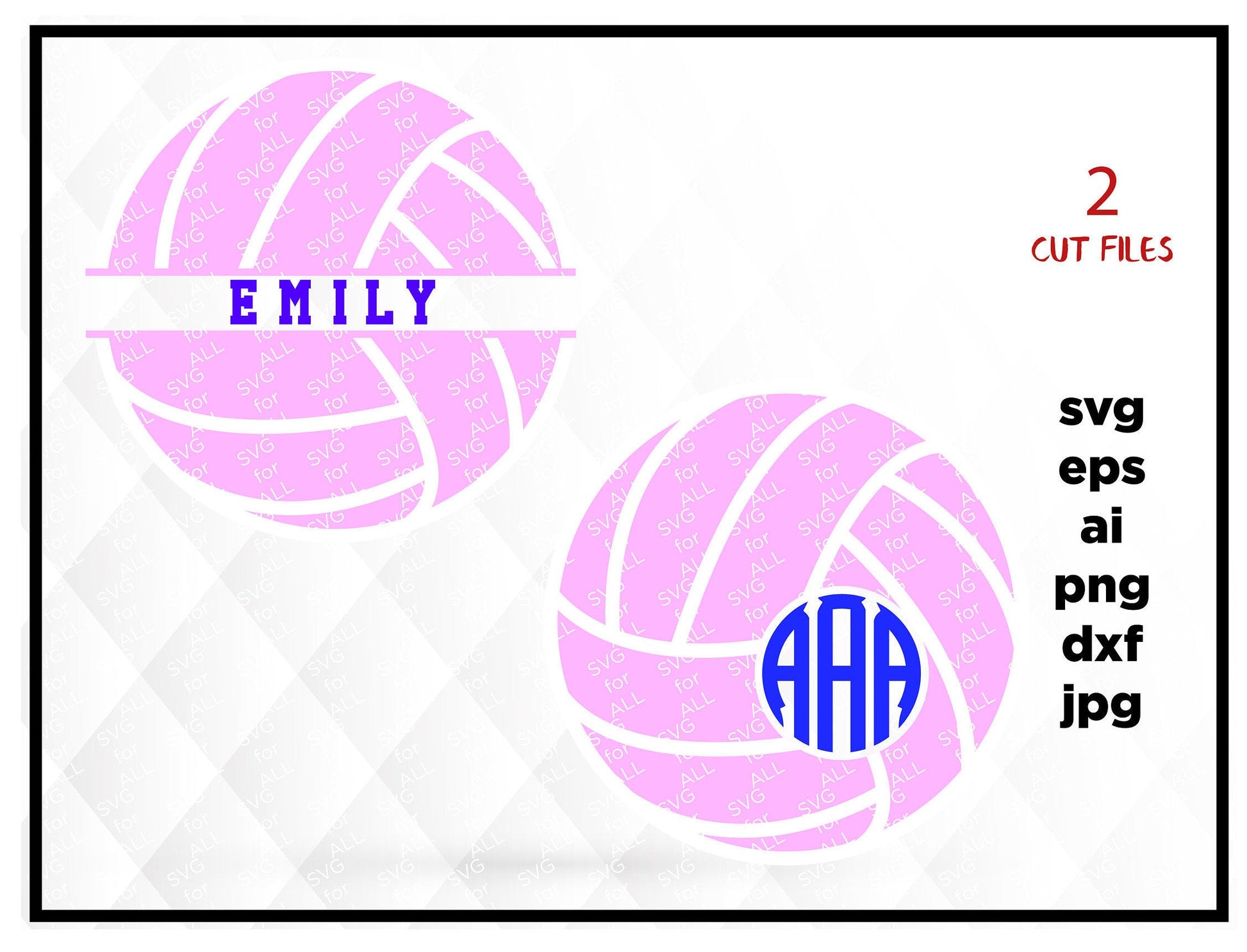 Volleyball SVG, Volleyball Frames SVG, Volleyball Monogram SVG, Volleyball Split Svg, Silhouette Cut Files, Cricut Svg