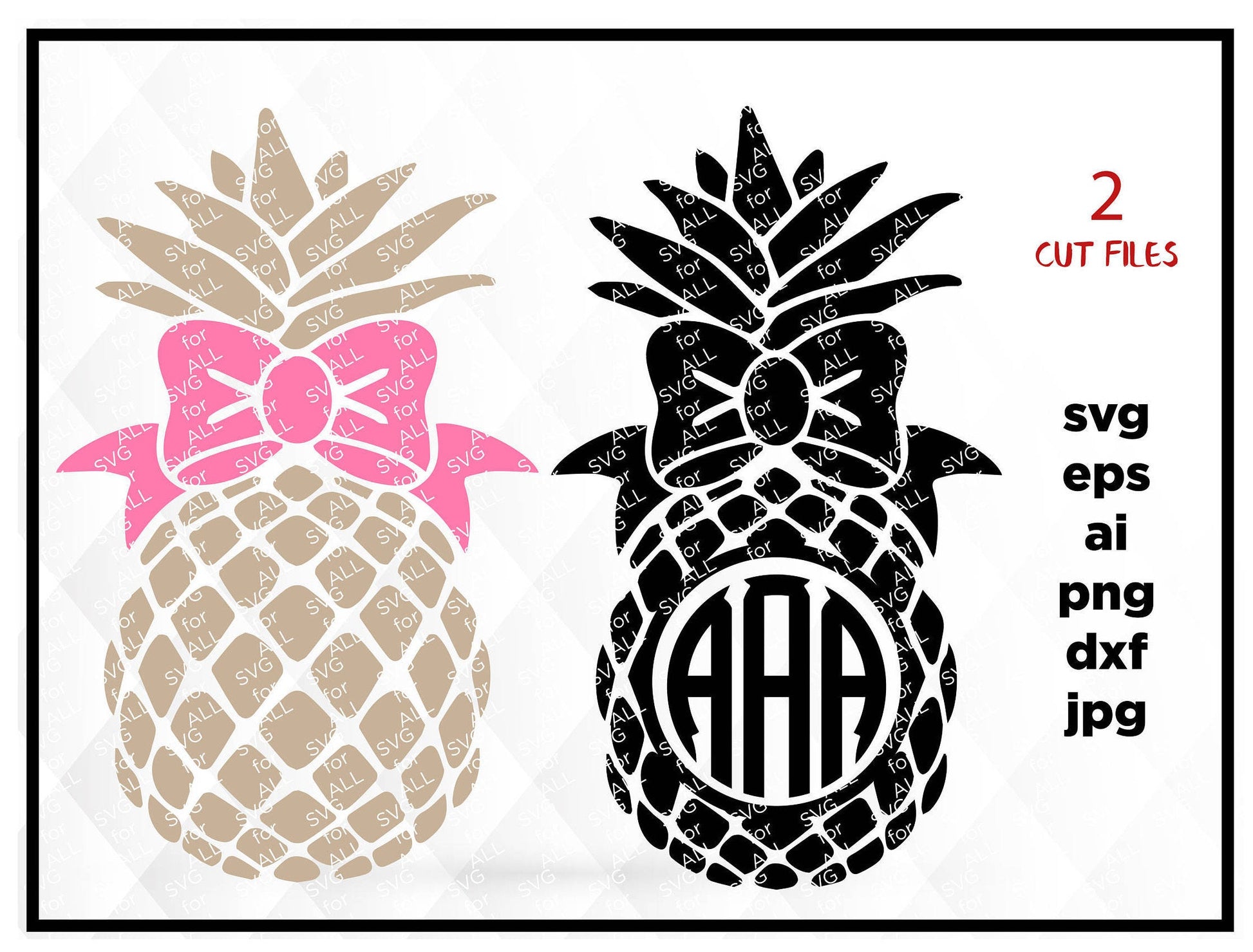 Pineapple SVG Pineapple Monogram svg Pineapple Monogram frame svg Pineapple split monogram Pineapple Cricut Cut File Pineapple Silhouette