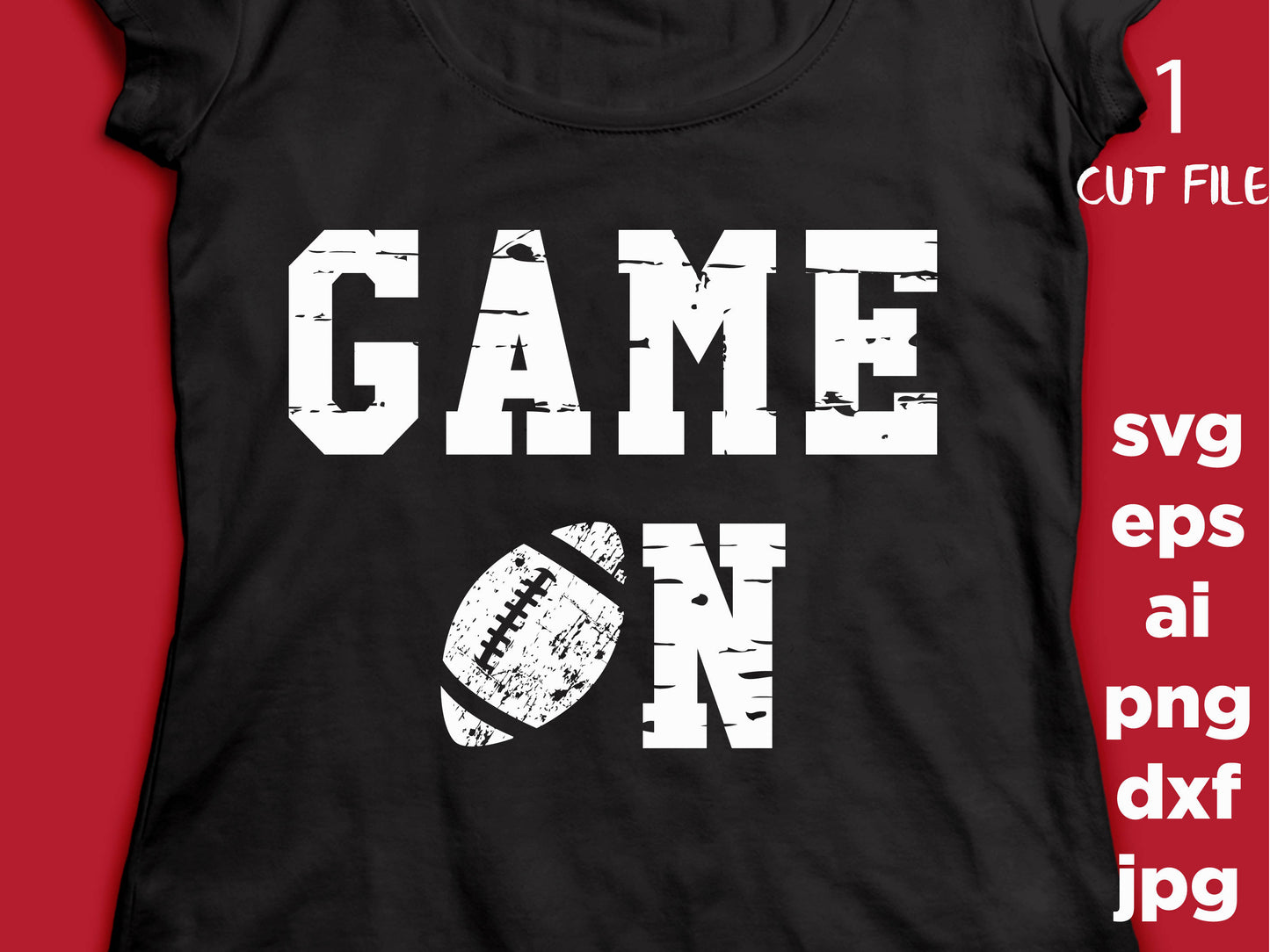 Game ON, Football distressed SVG PNG, Dxf , Cricut Silhouette cameo scrap booking, Distressed Files, Cricut Files, football files