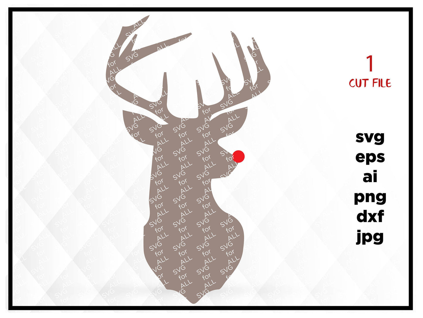 Reindeer deer rudolph, Christmas SVG  SVG Deer Red Nose Reindeer Santa Clipart Svg Dxf Eps Png Silhouette Cricut Cut File, monogram frame