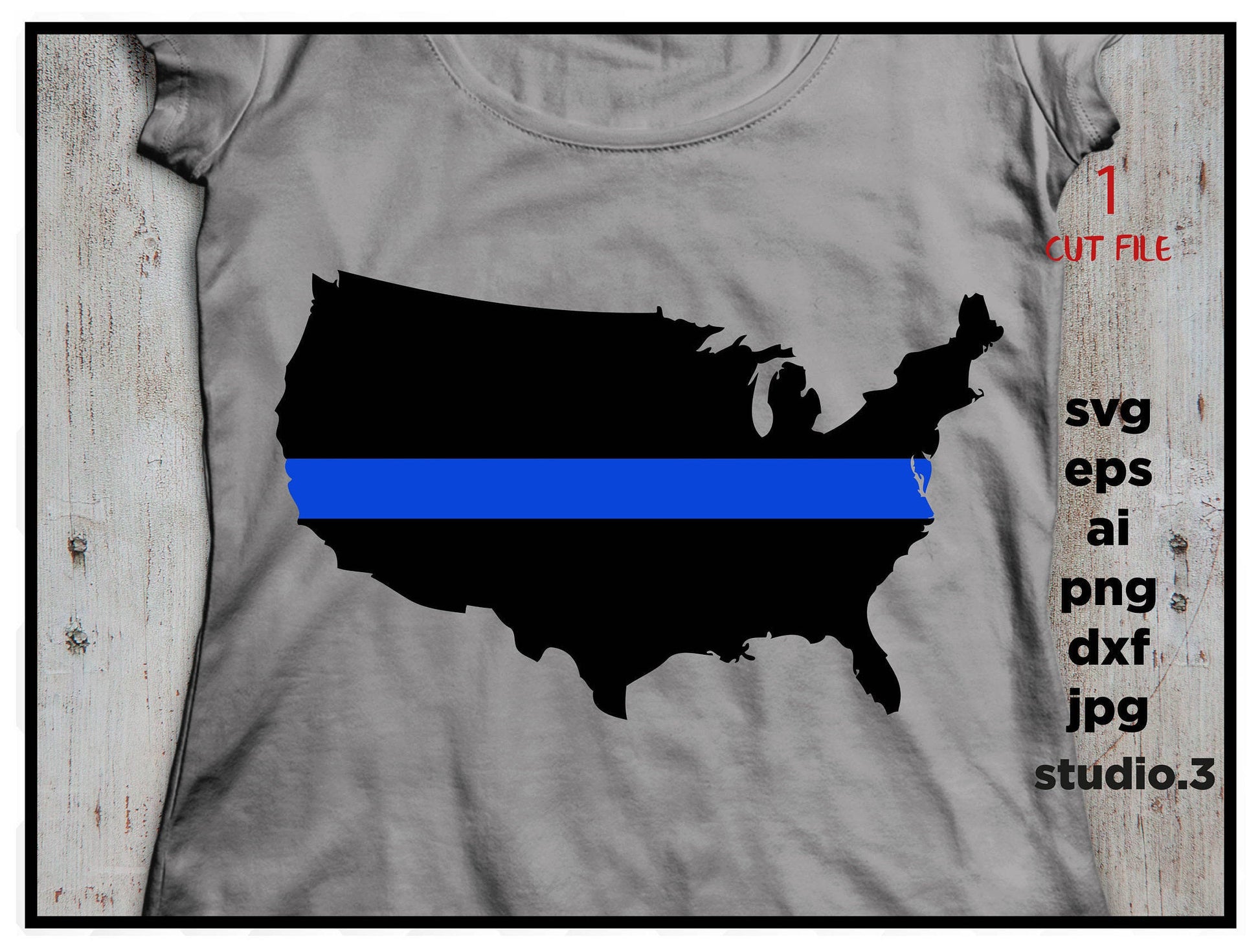 American map thin blue line, SVG instant download design for cricut or silhouette USA SVG Cut File