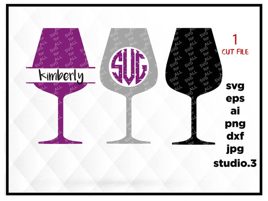 Wine SVG, Wine Monogram SVG, Wine Monogram Frames Svg, Silhouette Svg, Cricut Svg, Cut Files