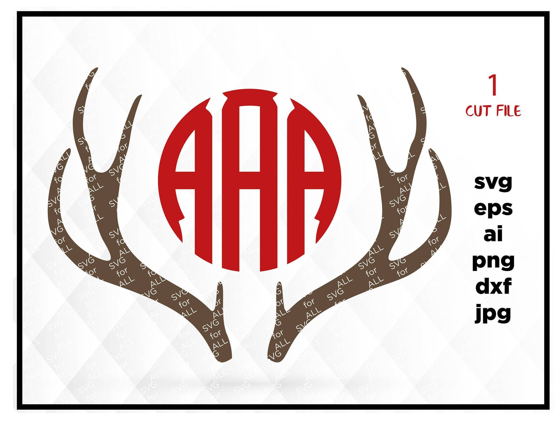 Deer Antler monogram, Antlers SVG, Antler monogram frame, Deer Antlers, Antlers Cutting, Design for Cricut or Silhouette, Instant Download