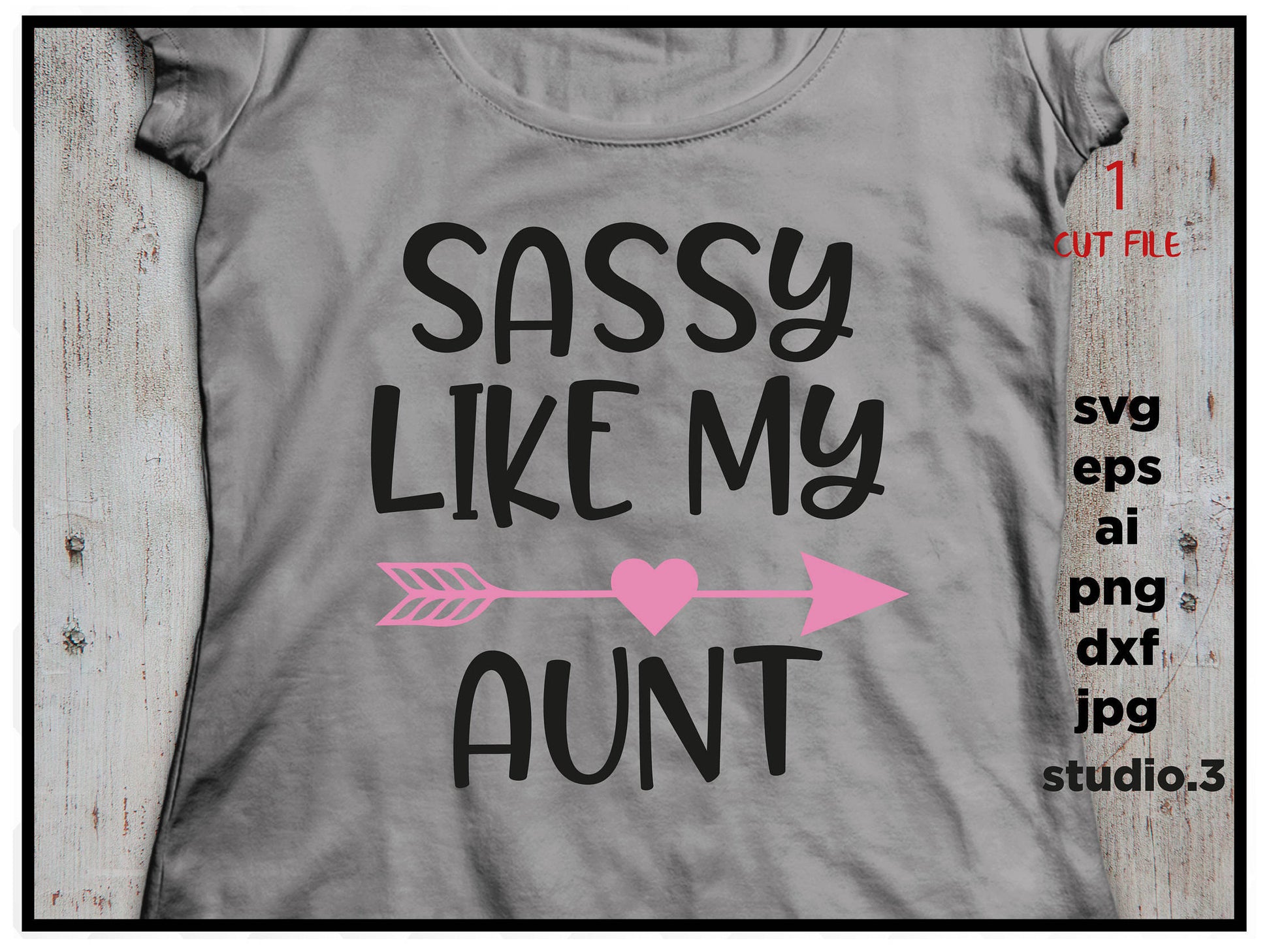 Sassy like my aunt with arrow, SVG, DxF, EpS, studio.3 Cut file, for Cricut & silhouette, Iron on transfer, SVG Sayings, girl svg