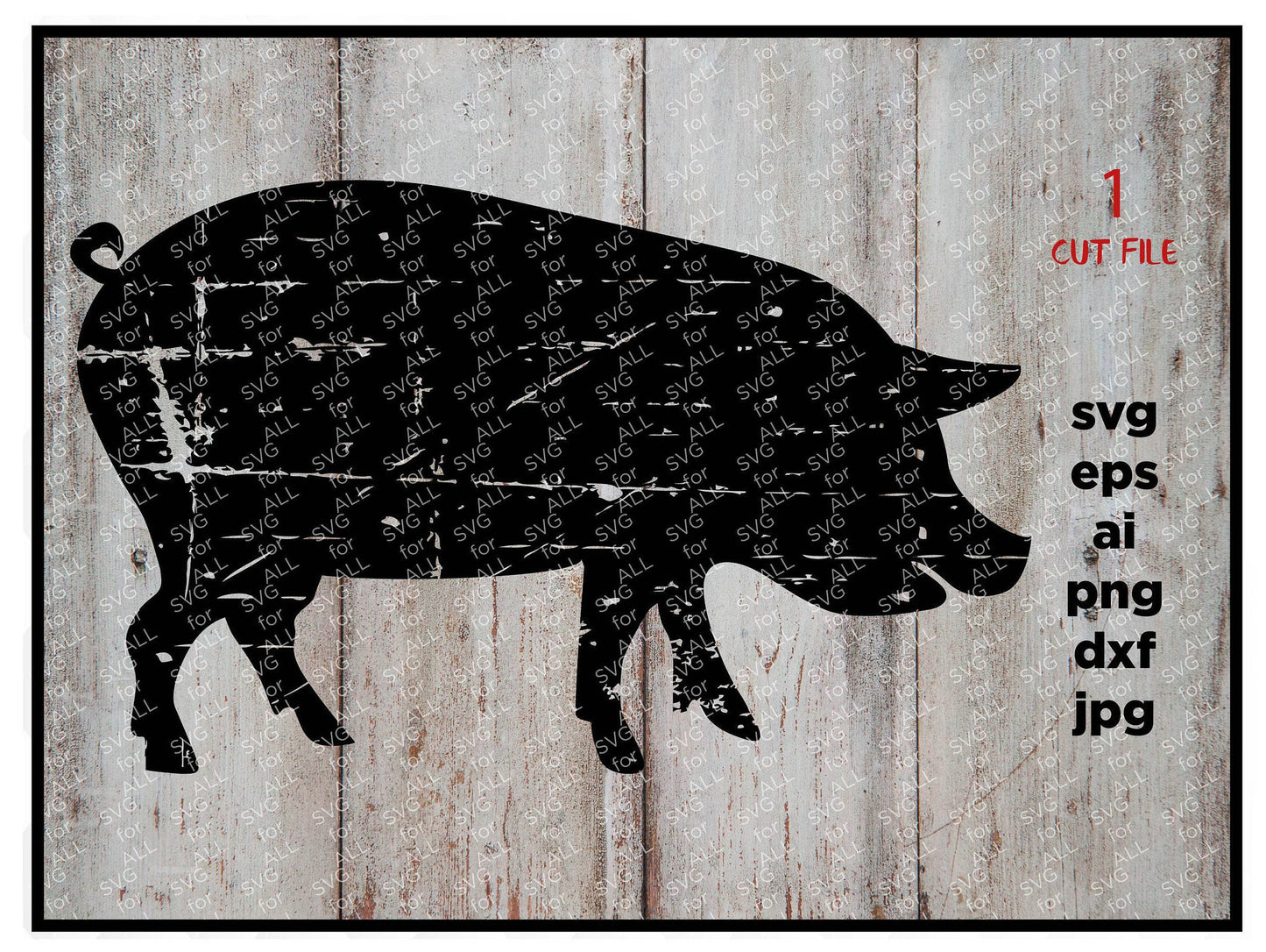 Pig distressed, Pig grunge, hog Svg, pig Decal, Farm Svg Files, Farm Animal Svg, Svg Silhouette, Png, Dxf, Eps, Cricut Downloads, Svg Cuts