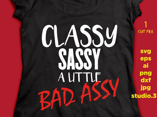 Sassy classy a little bad assy, SVG, DxF, EpS, cut file Cut file, for Cricut & silhouette, Iron on transfer, SVG Sayings, girl svg