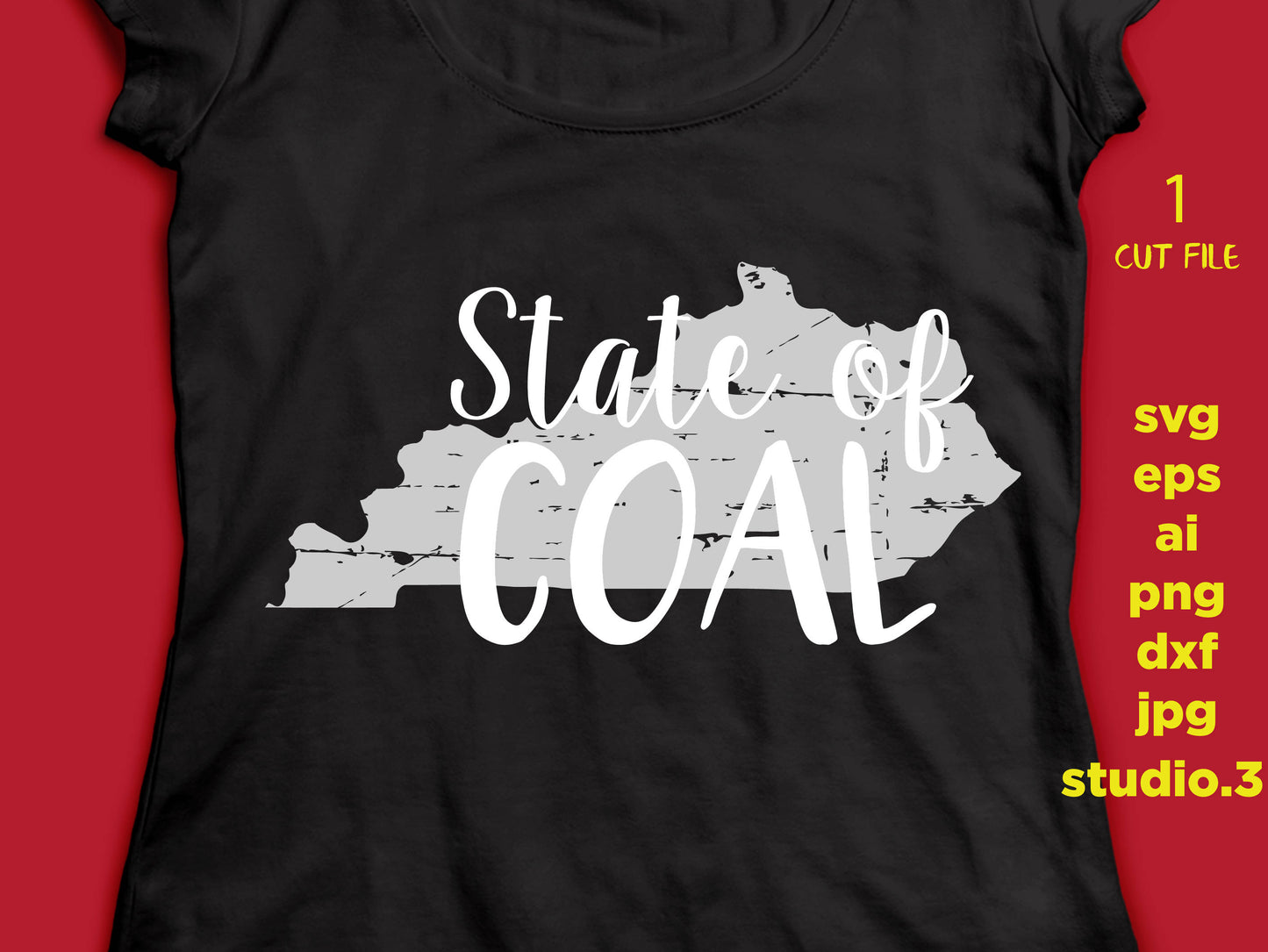 State of the coal Kentucky SVG, Kentucky grunge svg, distressed svg, grunge svg, Kentucky vector, Digital Download, kentucky cut file