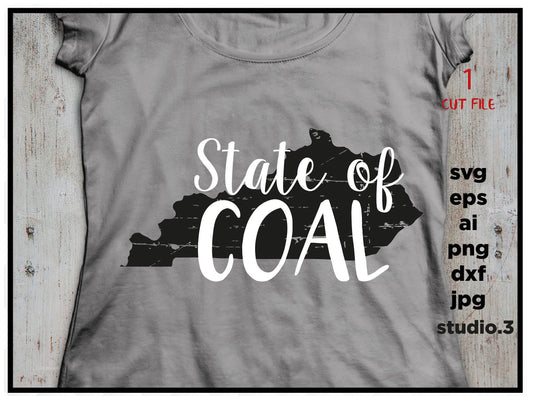 State of the coal Kentucky SVG, Kentucky grunge svg, distressed svg, grunge svg, Kentucky vector, Digital Download, kentucky cut file