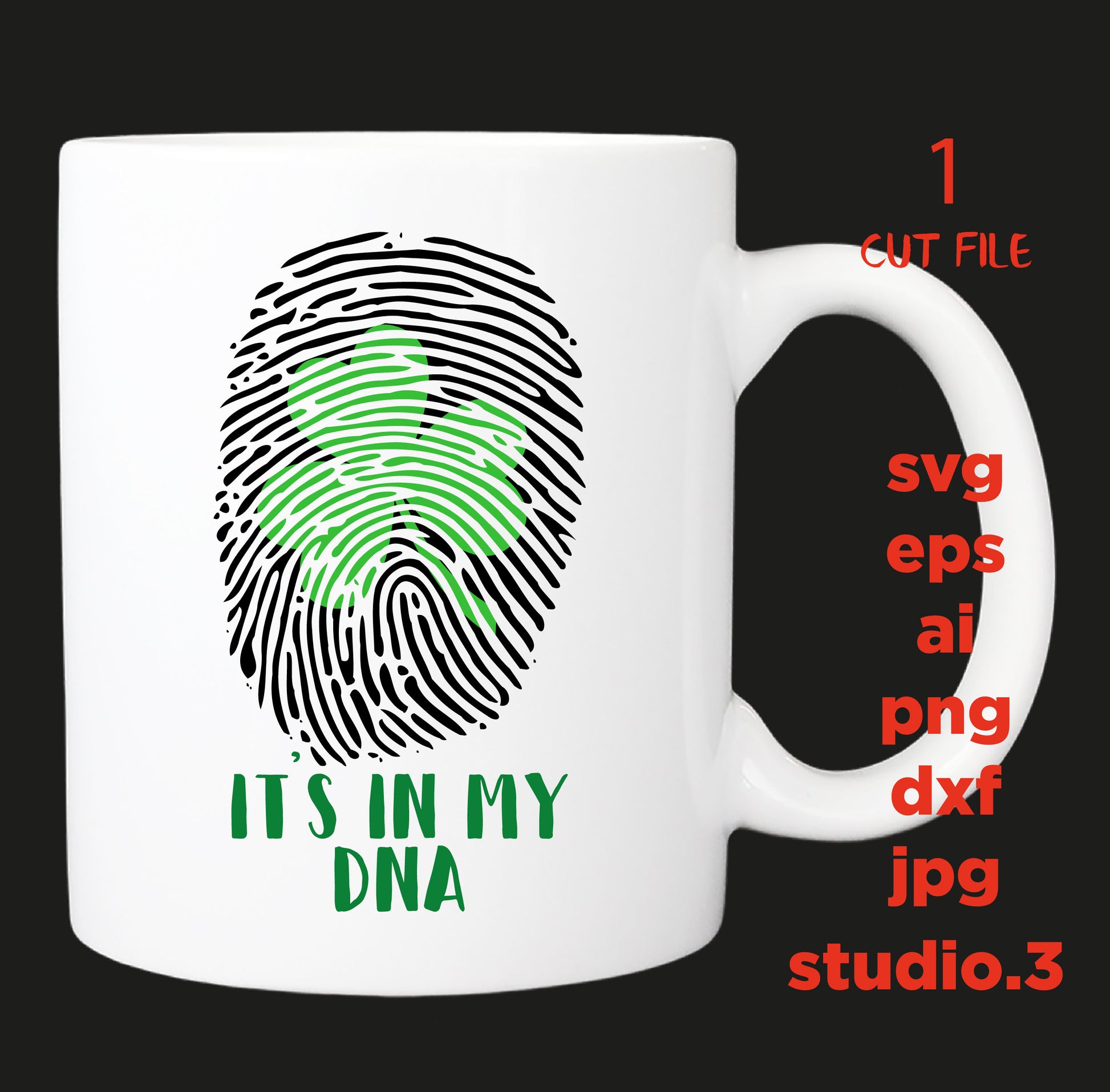 Shamrock fingerprint, it's in my DNA, fingerprint svg, St Patrick's Day svg, SVG, eps, dxf, Spring SVG, Digital Download, studio.3, dxf, eps