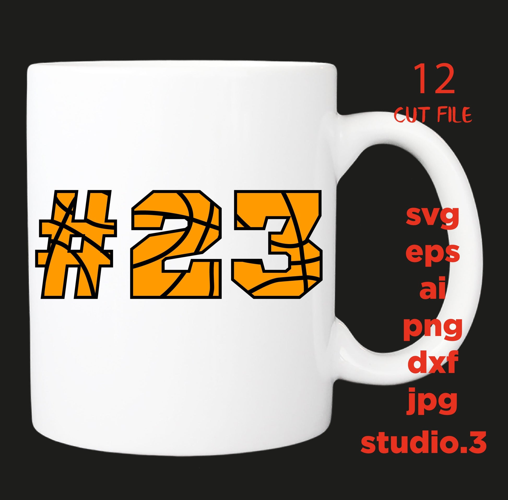 Basketball Numbers with three layers, Cut Files Silhouette Studio Cricut Svg Dxf Jpg Png Eps cut file Ai