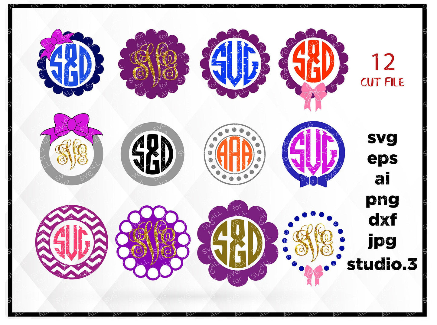 Circle Monogram Frame Svg, Monogram Frames Svg, Monogram Frame Svg, Circle Monogram Svg, Cricut Svg, Silhouette Svg, Svg Files