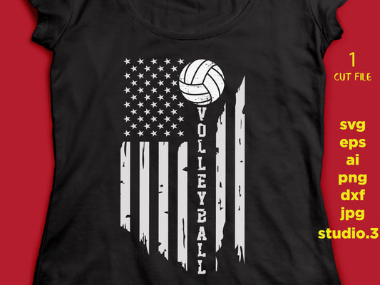 American fan volleyball distressed, PNG, Dxf , Cricut Silhouette cameo scrap booking, Distressed Files, Cricut Files, volleyball files