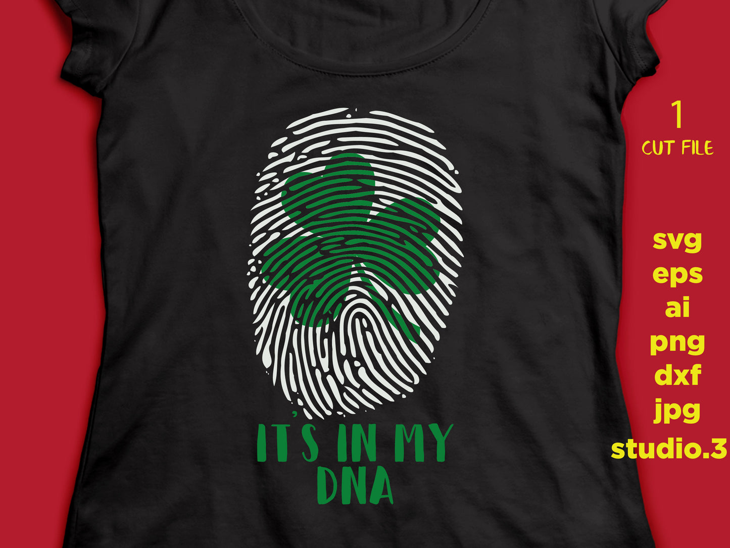 Shamrock fingerprint, it's in my DNA, fingerprint svg, St Patrick's Day svg, SVG, eps, dxf, Spring SVG, Digital Download, studio.3, dxf, eps