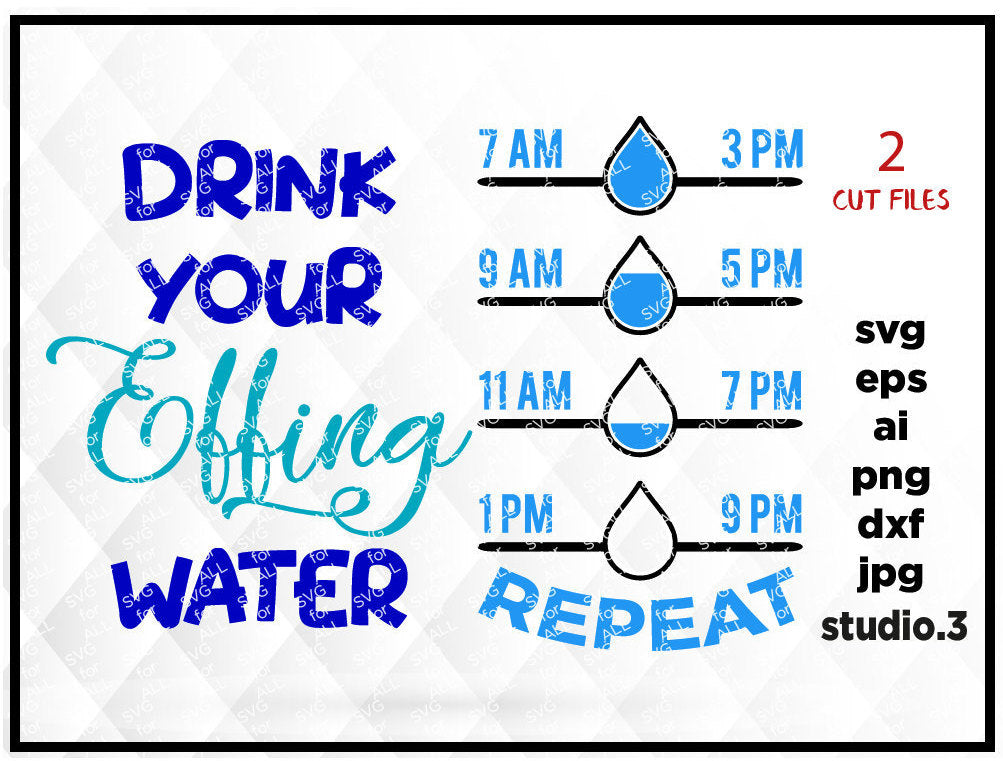 Water Effing, Water Svg, Drink your effing water Svg Drink Water Svg Cut Files Silhouette Studio Cricut Svg Dxf Jpg Png Eps