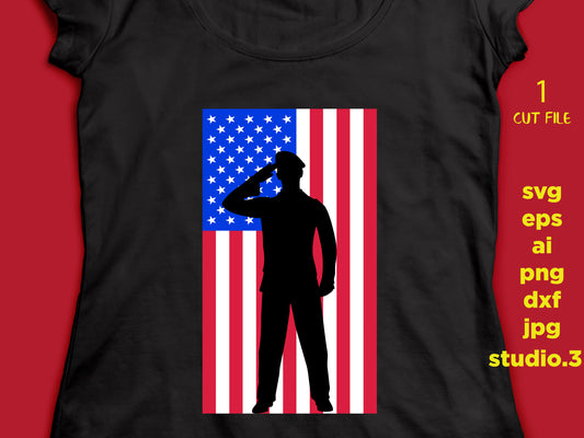 USA flag with soldier, army flag Svg, USA soldier svg, fourth of july Cut Files Fire, Vinyl Decal Design T-shirt, for Cricut Silhouette