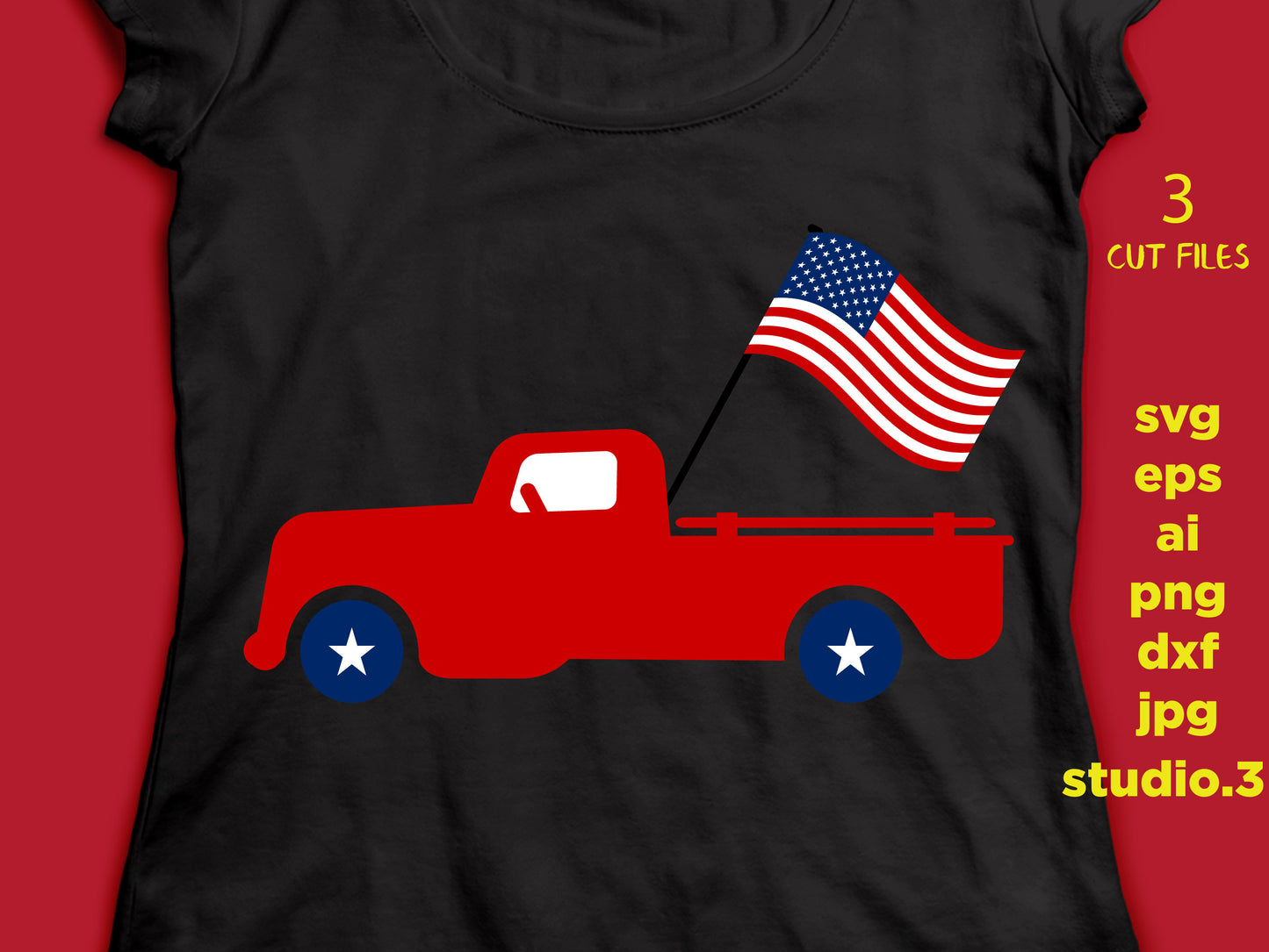 American Truck svg, 4th of July Truck SVG, Patriotic Old Truck, Truck SVG, American Flag Truck svg Files for Cricut, Silhouette, svg files