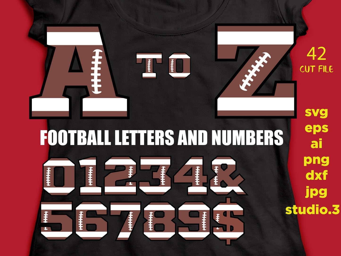 Football SVG Digital Alphabet Football Letters SVG, Silhouette Studio Cricut Svg Dxf Jpg Png Eps cut file Ai