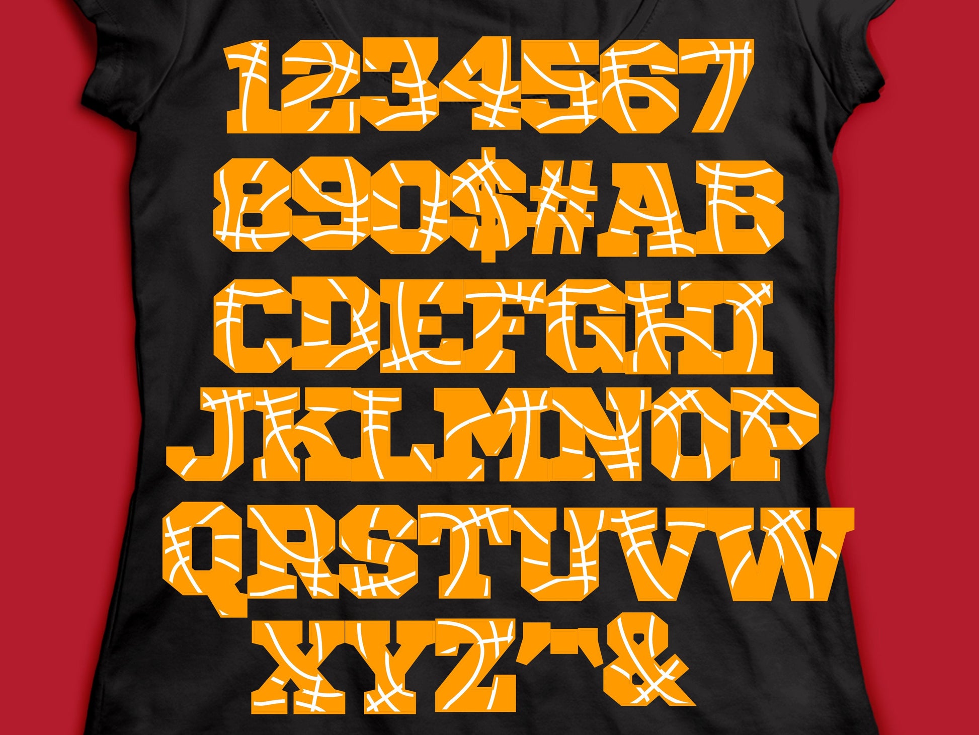 Basketball alphabet & Numbers, Basketball Numbers with Stitches Cut Files Silhouette Studio Cricut Svg, Dxf, Jpg, Png, Eps, cut file, Ai