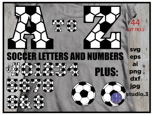 SOCCER alphabet & Numbers, SOCCER Numbers, Cut Files Silhouette Studio Cricut Svg Dxf Jpg Png Eps cut file, Ai