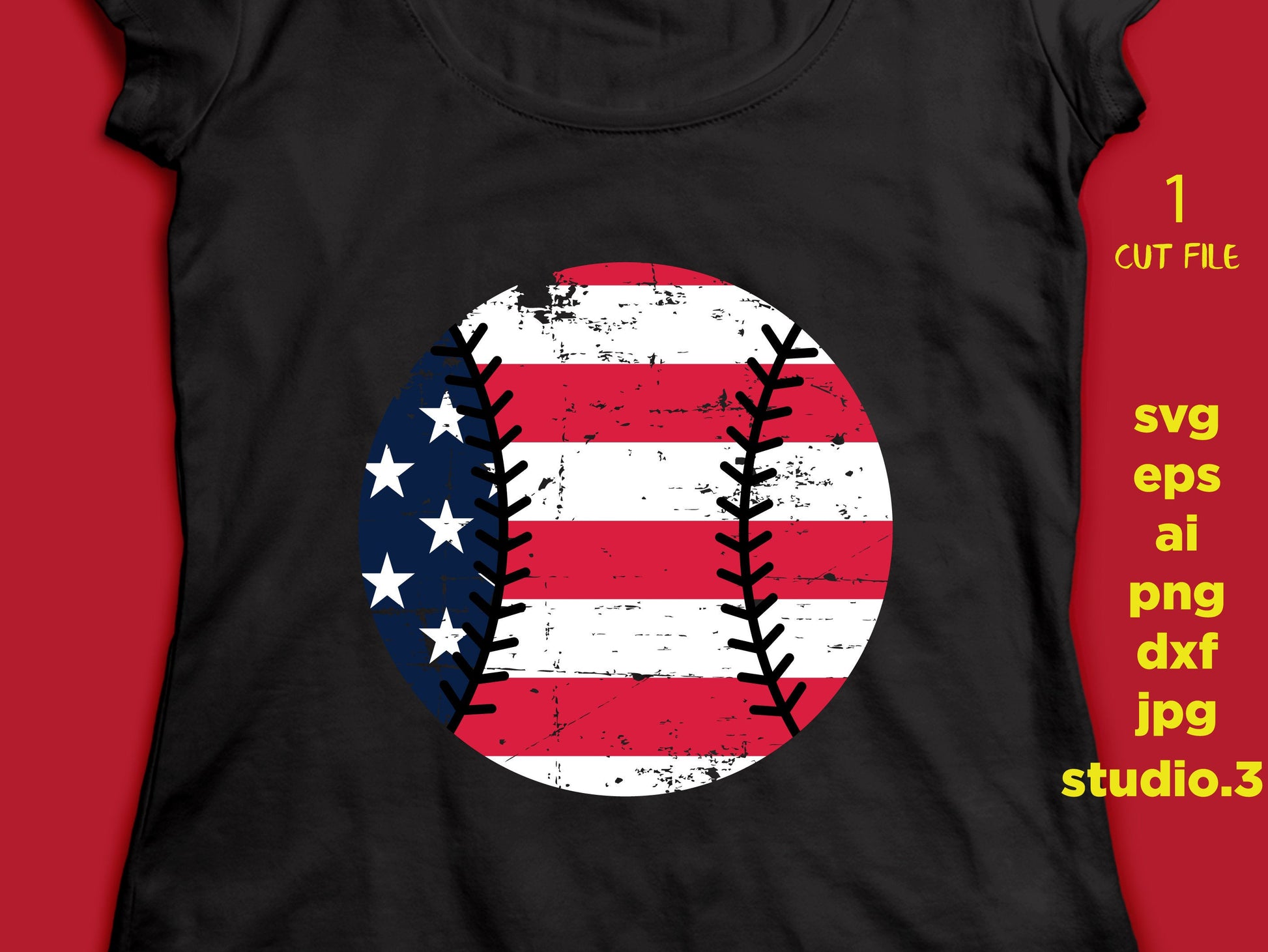 baseball ball USA flag Distressed, Cut file for Cricut explore & silhouette, sign decal, t shirt, fourth of july, cut file, png, jpeg