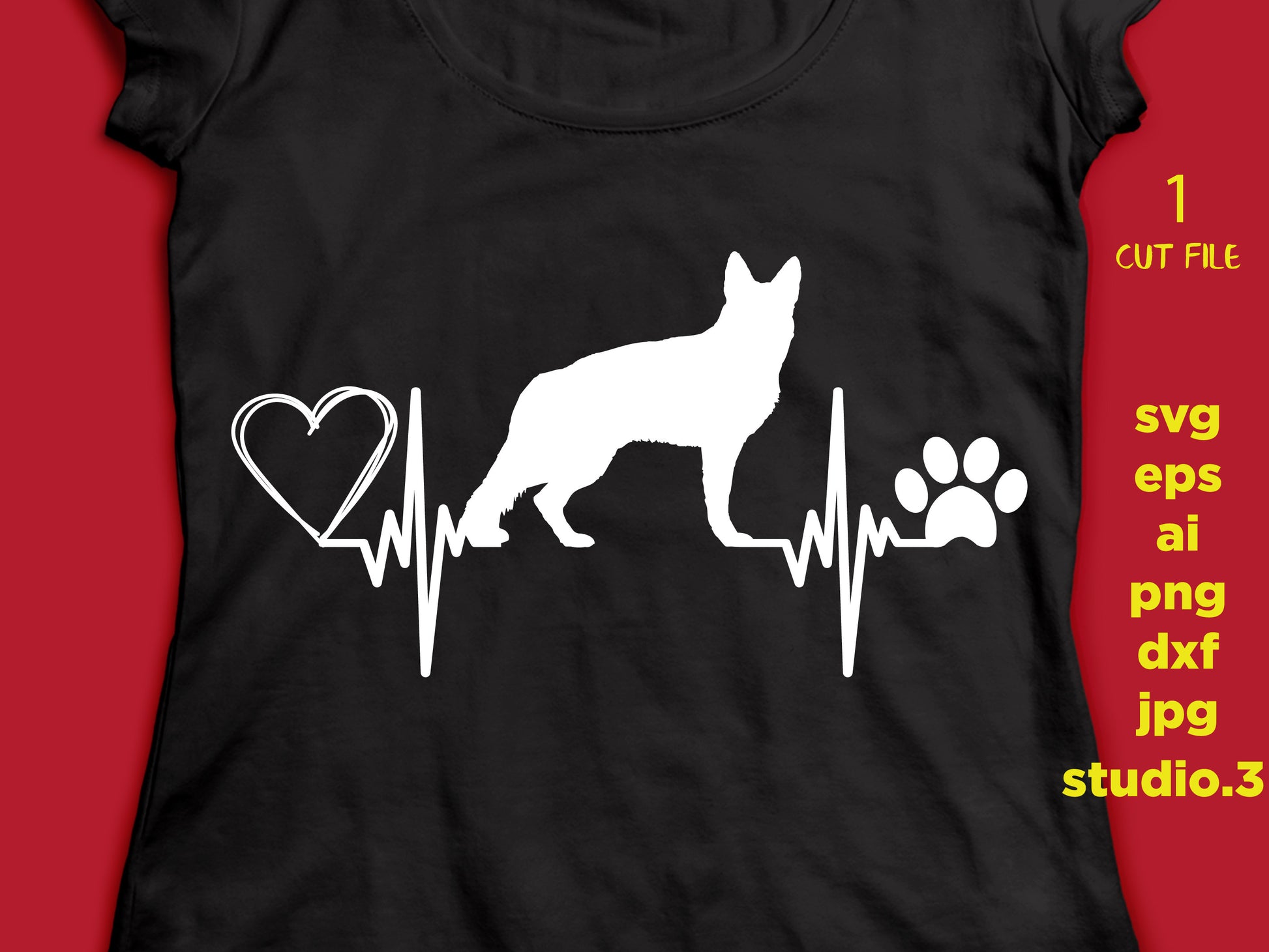 German Shepherd, German Shepherd heart, svg files, svg files for cricut dog, dog mom, svg file dog silhouette, eps, jpeg, png, dog print