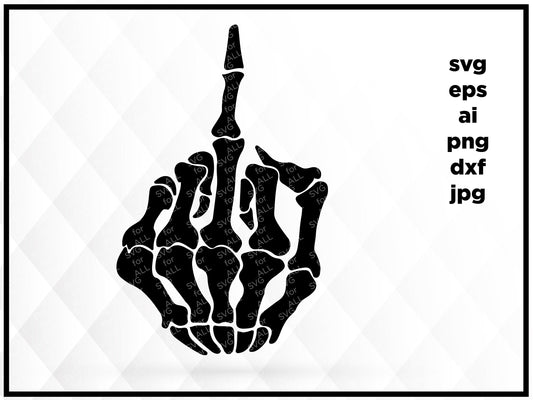 Skull Middle Finger Flip Off Graphics SVG Dxf EPS Png Cdr Ai Pdf Vector Clipart instant download Digital Cut Print File Cricut, fuck you svg