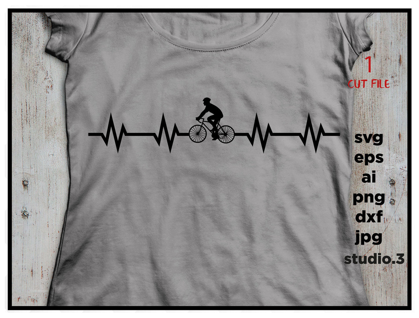 Cycling, Ekg, Bicycle Love, svg,png, dxf, eps, cut file, ai, Biker Love, Cut File for Silhouette and Cricut, Cycling SVG