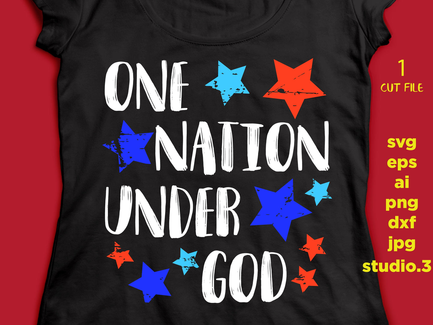 One nation under god, independence day SVG DFX Cut file Cricut, 4th of july, Patriotic t shirt, fourt of july, cut file, png, jpeg