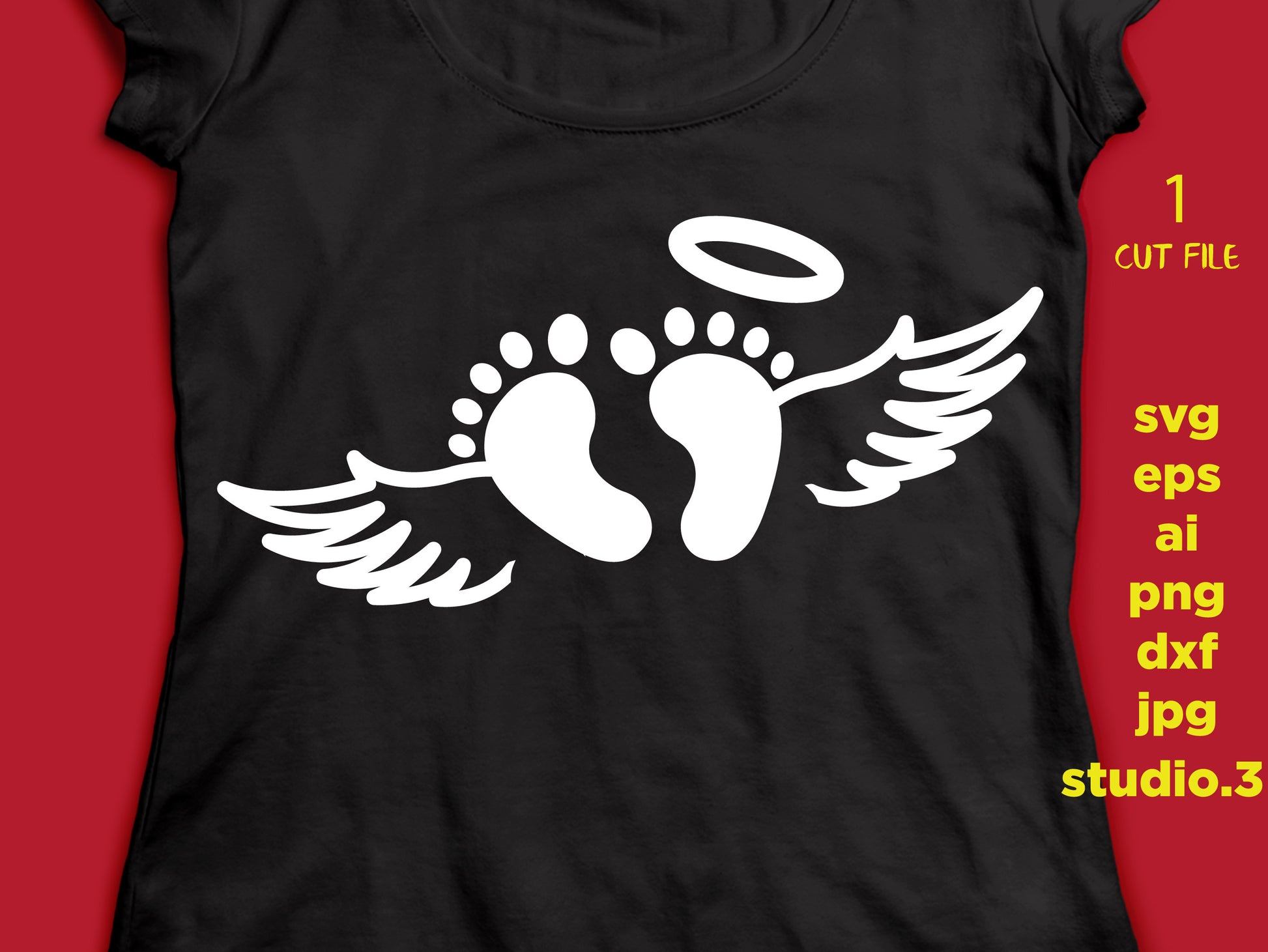 Baby Feet angel SVG Files for Cut Footprint Cricut, Shower Designs, SVG Files for Silhouette, svg files for Cricut Silhouette