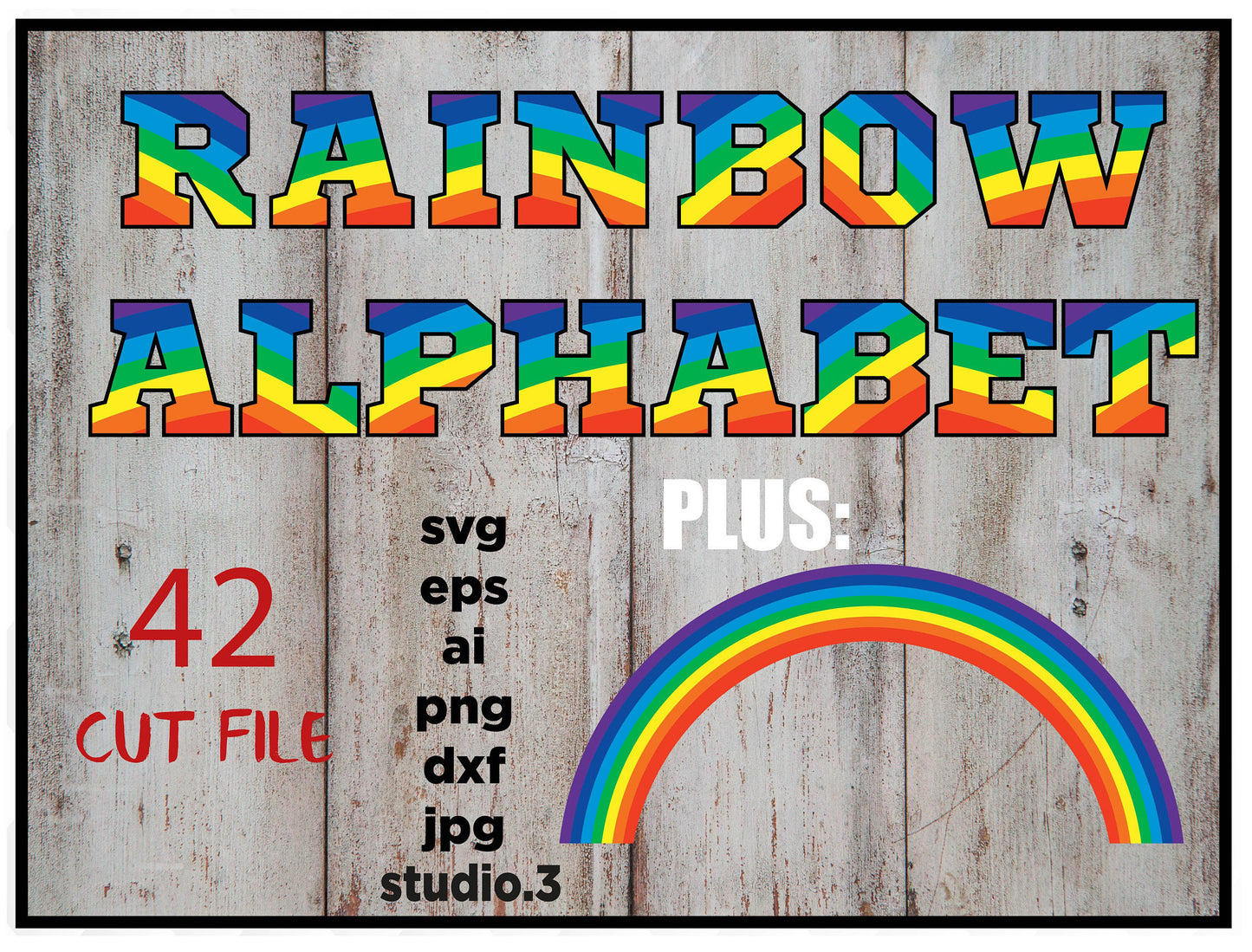 Rainbow alphabet cut files, SVG, EPS, DXF, eps, png, jpg, cut file Vector Font,  layer font, Silhouette file, Cricut cut file, digital file