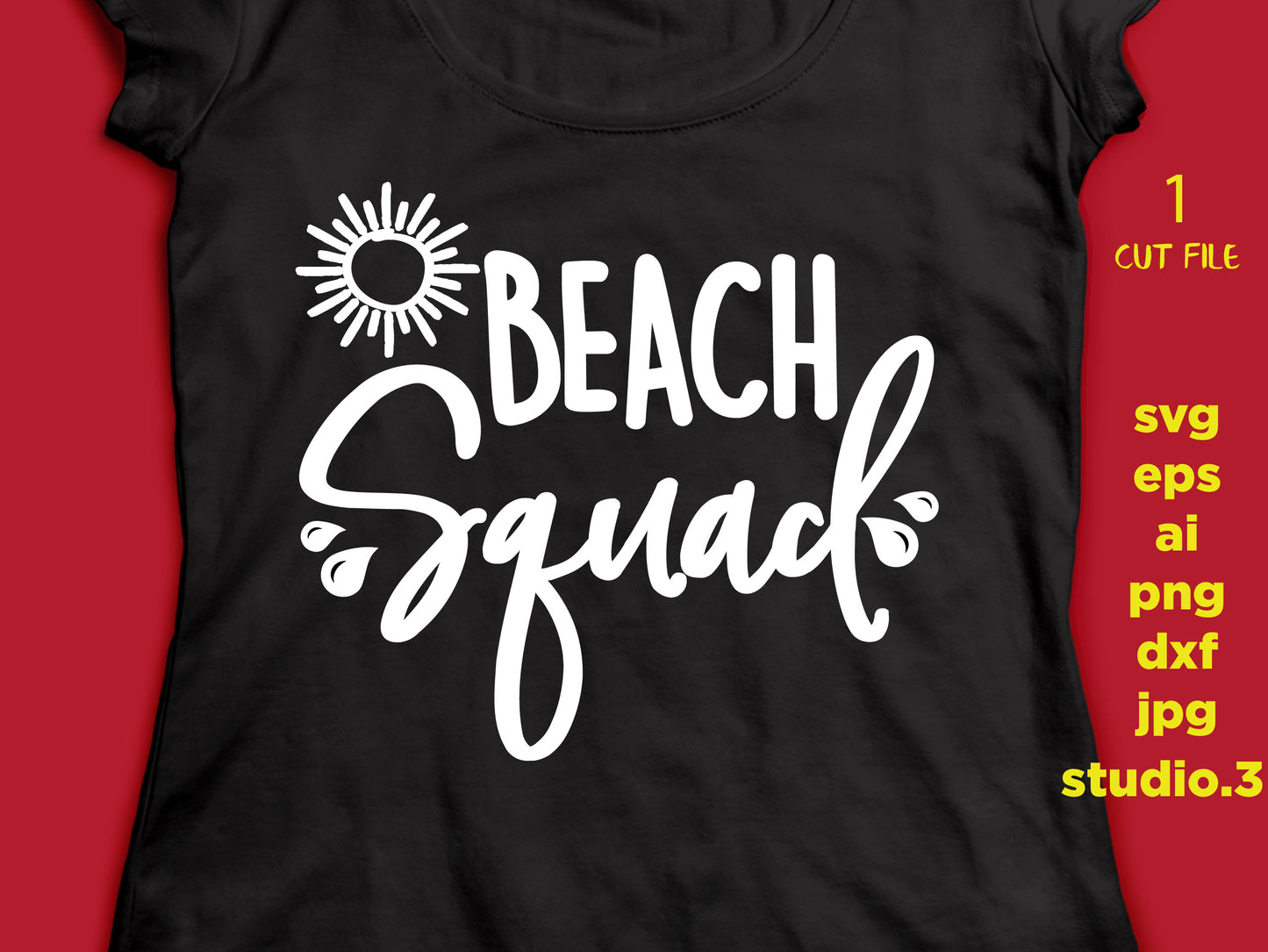 beach squad, beach svg, beach DxF, EpS, cut file, jpg reverse for paper transfer, for Cricut & silhouette