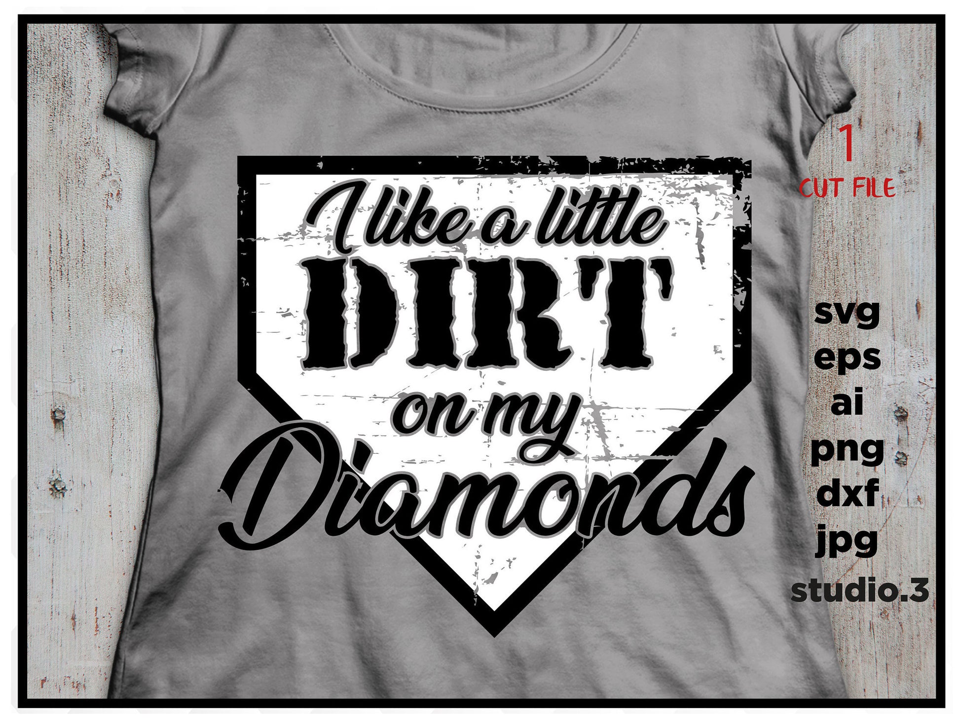 I Like a Little Dirt on My Diamonds Cut File Silhouette Studio Cricut, cut file, Dxf Jpg Png Eps,Ai