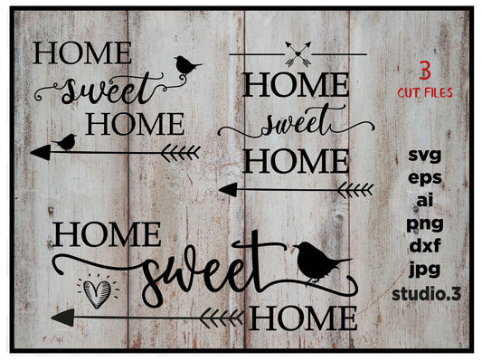 home sweet home, Housewarming SVG, dxf, cut file, JPG mirror for paper transfer, cut files for Silhouette Cameo & Cricut Cut Files