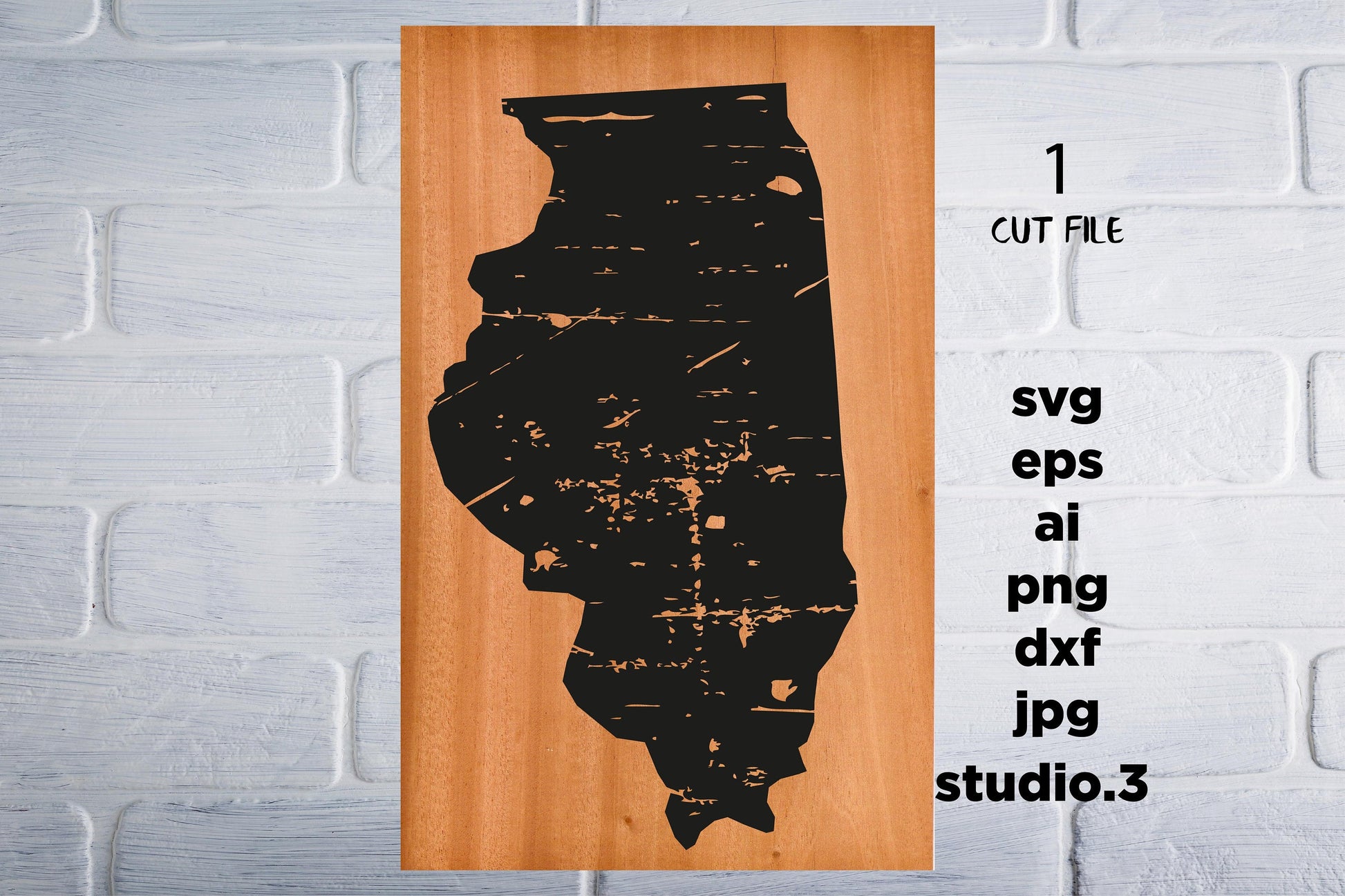 Illinois, Illinois Distressed. svg, eps, dxf, Cut File, iron on, Silhouette, Printable, Download, Cricut, digital file, Illinois state