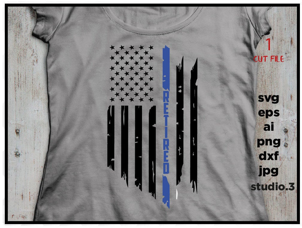 USA flag thin blue line SVG, police retired, DFX, Cut file Cricut explore file, decal Patriotic t shirt, fourt of july, cut file, png, jpeg