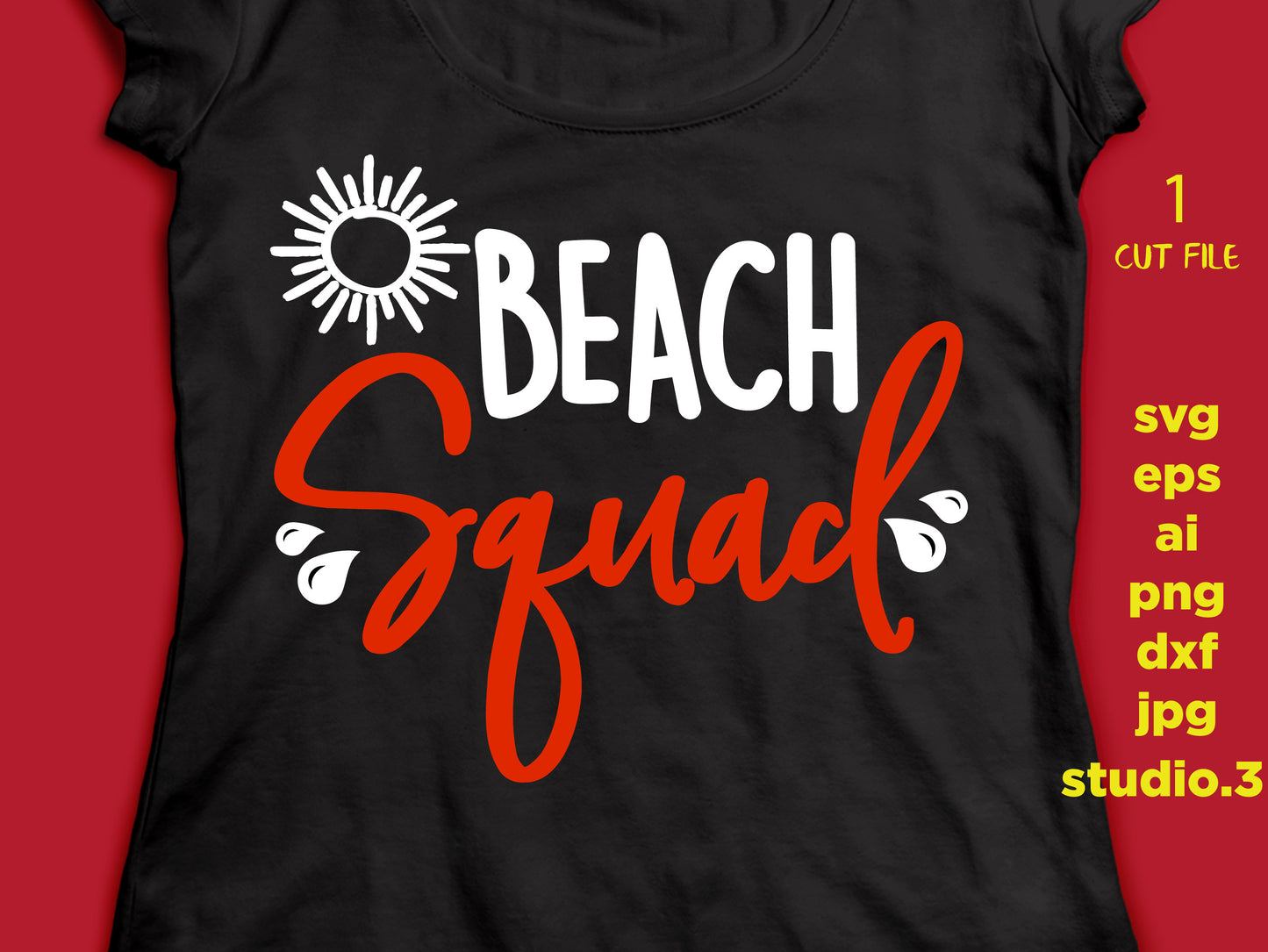 beach squad, beach svg, beach DxF, EpS, cut file, jpg reverse for paper transfer, for Cricut & silhouette