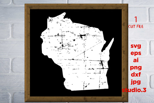 Wisconsin, Wisconsin grunge svg, Wisconsin dxf, grunge svg, Wisconsin vector, Wisconsin cut file, Cricut, Silhouette, jpg reverse